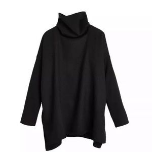 CUYANA Baby Alpaca Blk Turtleneck Sweater Petite